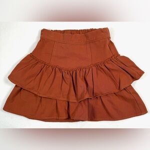 CHELSEA & VIOLET GIRLS 100% Cotton Rust Orange Tiered Mini Boho Skirt Size Small